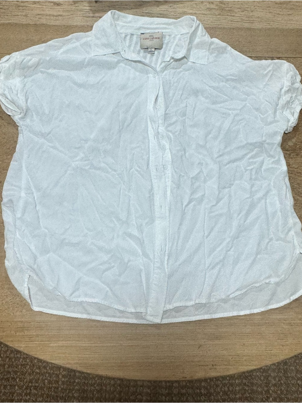 Caslon White Short-Sleeve Button-Front Blouse